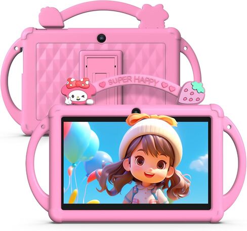 Kids Tablet 7 inch Android 13 Tablet for Kids 32GB ROM 4GB RAM 1TB Expanded, Quad-Core Toddler Tablet with Shockproof Case, Bluetooth, WiFi, Parental Control, Dual Camera, GPS, Games (Pink) in Saudi Arabia