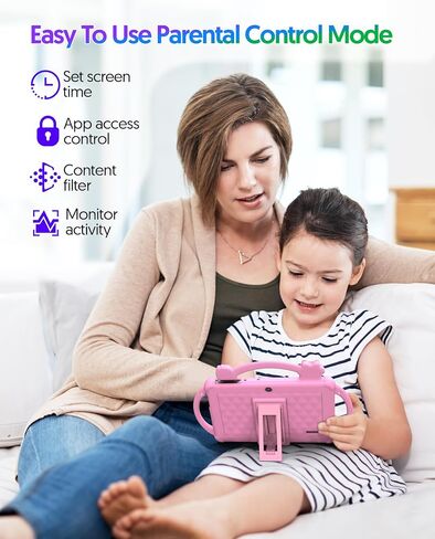 Kids Tablet 7 inch Android 13 Tablet for Kids 32GB ROM 4GB RAM 1TB Expanded, Quad-Core Toddler Tablet with Shockproof Case, Bluetooth, WiFi, Parental Control, Dual Camera, GPS, Games (Pink) in Saudi Arabia