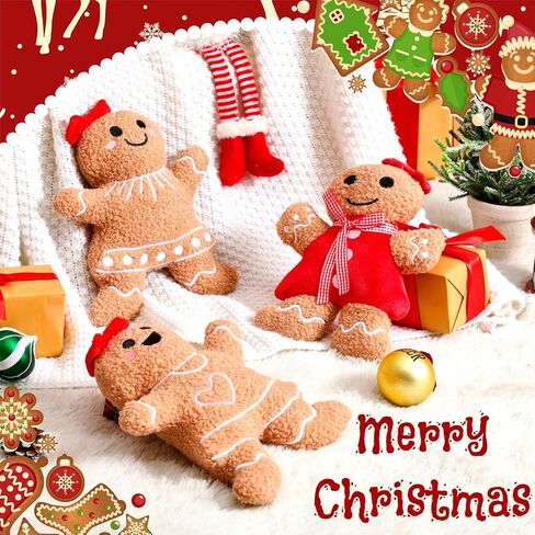 Konohan 3 Pcs Christmas Gingerbread Pillows Gingerbread House Gingerbread Man Throw Pillows Stuffed Gingerbread Shaped Pillow Gingerbread Plush Pillows for Christmas Party Outdoor Cushion Decorations in Saudi Arabia