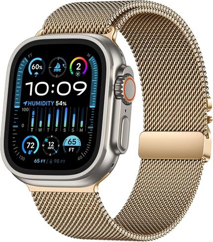 Compatible with Apple Watch Ultra 2/Ultra Band 49mm 46mm 45mm 44mm Men Women, Stainless Steel Mesh Loop with Parachute-style Buckle Metal Strap for iWatch Bands Ultra Series 10 9 8 7 6 5 4 SE in Saudi Arabia