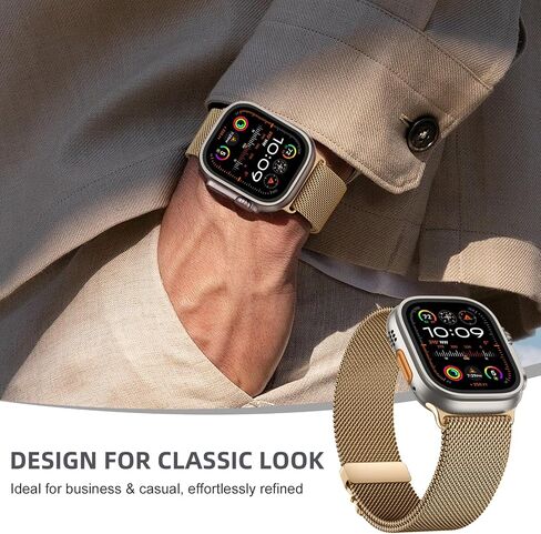 Compatible with Apple Watch Ultra 2/Ultra Band 49mm 46mm 45mm 44mm Men Women, Stainless Steel Mesh Loop with Parachute-style Buckle Metal Strap for iWatch Bands Ultra Series 10 9 8 7 6 5 4 SE in Saudi Arabia
