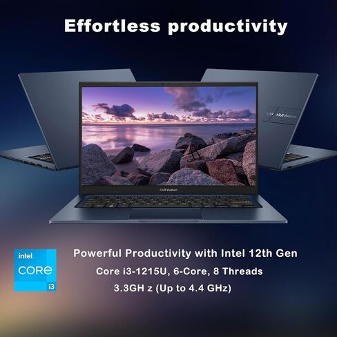 ASUS Vivobook 14" FHD Laptop for Students and Business, Intel 12th Gen Core i3-1215U, Intel Iris Xe Graphics, 720p Webcam, Fingerprint, Wi-Fi 6E, Win11 Home, w/HDMI (16GB RAM |512GB SSD +HDMI) in Saudi Arabia