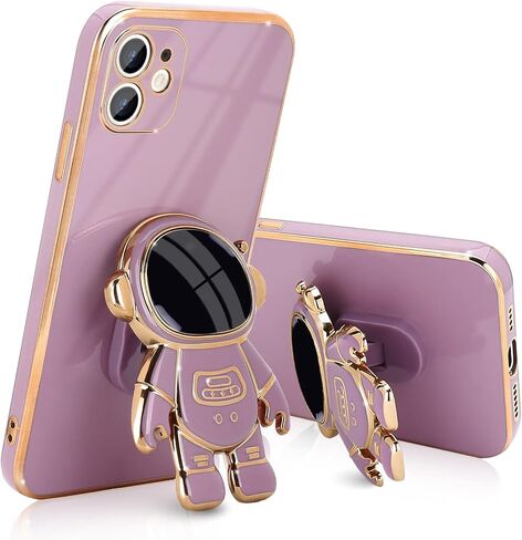 Compatible with iPhone 11 Case Cute 3D Astronaut Stand Design Camera Protection Shockproof Soft Back Cover for Apple iPhone 11 Phone Case Purple in Kuwait