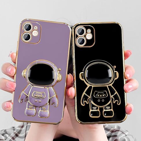 Compatible with iPhone 11 Case Cute 3D Astronaut Stand Design Camera Protection Shockproof Soft Back Cover for Apple iPhone 11 Phone Case Purple in Kuwait