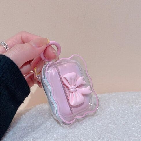 for AirPods Pro(2019 Release) Clear Case 3D Butterfly Bow Cute Earphone Case Women Girl Design for AirPods Case Pink,Soft Protective Cover for AirPods Pro in Kuwait