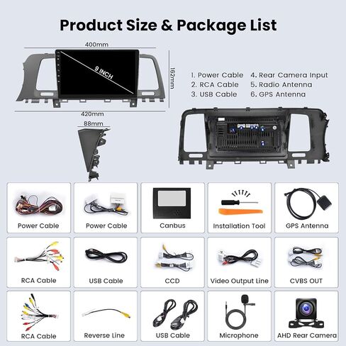 Hikity Android Car Stereo for Nissan Murano 2008-2014 (LHD) Radio 2+64GB 9 Inch Touchscreen Car Radio Wireless Carplay Android Auto Support GPS Navigation WiFi Bluetooth FM EQ Backup Camera in Saudi Arabia