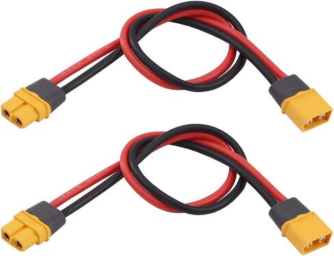 2 pcs XT60 Male Plug Connector to XT60 Female Plug Connector Adapter Extension Cable with 30cm 14AWG Silicone Wire (xt60 Cable) in Kuwait