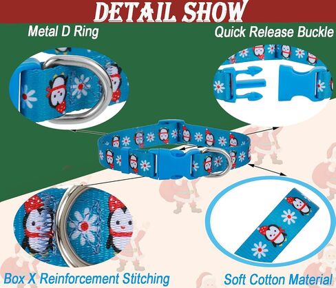 Christmas Dog Collar for Large Dogs, 2 Pack Winter Dog Collar, Cute Penguin and Christmas Bus Dog Collars for Boy Girl Dogs Christmas in Kuwait