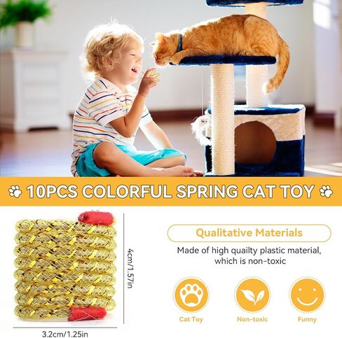 10pcs Colorful Spring Cat Toy, Cat Spiral Spring Cat Creative Toy Plastic Stretchable Pet Play Toy for Swatting, Biting, Hunting Kitten Toys - (random Color) in Saudi Arabia