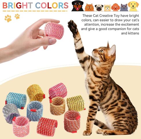 10pcs Colorful Spring Cat Toy, Cat Spiral Spring Cat Creative Toy Plastic Stretchable Pet Play Toy for Swatting, Biting, Hunting Kitten Toys - (random Color) in Saudi Arabia