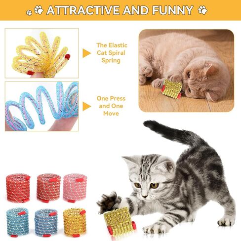 10pcs Colorful Spring Cat Toy, Cat Spiral Spring Cat Creative Toy Plastic Stretchable Pet Play Toy for Swatting, Biting, Hunting Kitten Toys - (random Color) in Saudi Arabia