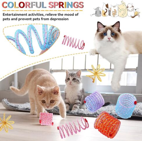 10pcs Colorful Spring Cat Toy, Cat Spiral Spring Cat Creative Toy Plastic Stretchable Pet Play Toy for Swatting, Biting, Hunting Kitten Toys - (random Color) in Saudi Arabia