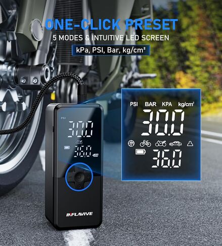 Tire Inflator Portable Air Compressor, Electric Air Pump for Car Tires with Pressure Gauge, 3X Faster Portable Tire Inflator for Car with Deflation Mode, 150PSI Bike Tire Pump for Car, Motor Bike Ball in Saudi Arabia