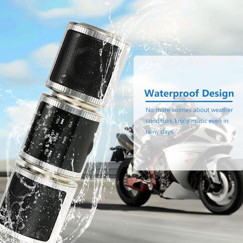 Motorcycle Audio Systems, Motorcycle Bluetooth Speaker System, IP54 Waterproof DC12V Handlebar Mounted Audio Sound System (Silver) in Saudi Arabia