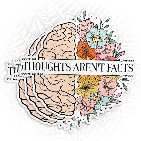 (3Pcs) Thoughts aren't Facts Stickers, Mental Health and Recovery Sticker CBT Cognitive Behavioral 3" Waterproof Die-Cut Vinyl Sticker Decal for Kindle Laptop Water Bottles Phone Decal Gifts 3 Inches in Saudi Arabia
