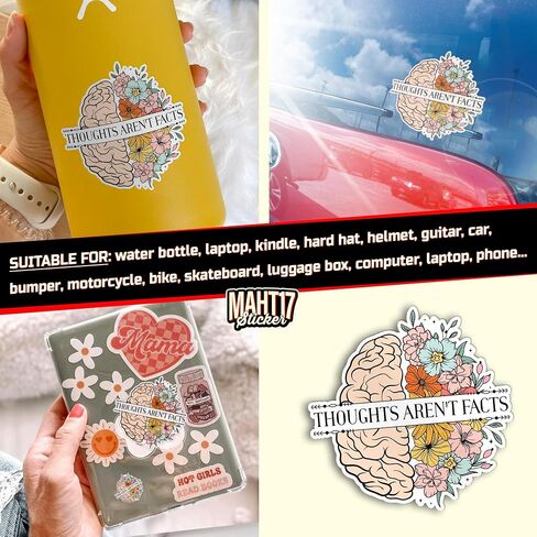 (3Pcs) Thoughts aren't Facts Stickers, Mental Health and Recovery Sticker CBT Cognitive Behavioral 3" Waterproof Die-Cut Vinyl Sticker Decal for Kindle Laptop Water Bottles Phone Decal Gifts 3 Inches in Saudi Arabia
