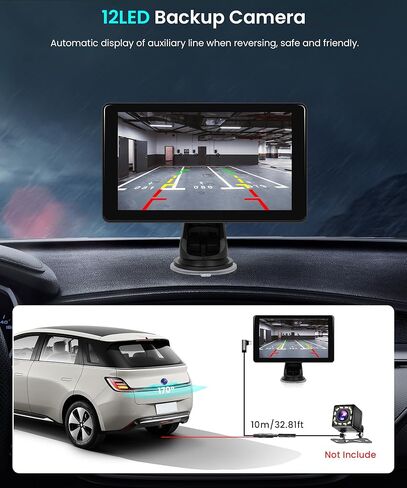 شاشة تشغيل سيارة لاسلكية 7 بوصة 1080 بيكسل للسيارة بنظام Android Auto، شاشة تشغيل سيارة HD IPS مع بلوتوث/وصلة مرآة/Airplay/Android Cast/EQ Audio/AUX/بطاقة SD/قاعدة شاشة، للسيارات والشاحنات وسيارات الدفع الرباعي in Saudi Arabia