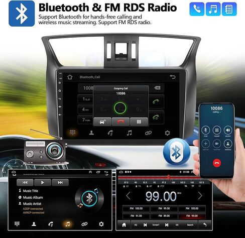 2+64GB Android 13 Car Stereo for Nissan Sentra Radio 2013 2014 2015 with Wireless CarPlay Android Auto 10.1" Touch Screen Bluetooth Car Radio with GPS Navigation HiFi Audio WiFi FM AHD Backup Camera in Saudi Arabia