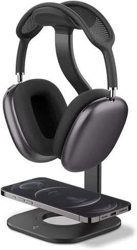 حامل سبايجن الفاخر من الألومنيوم مصمم لسماعات AirPods Max، وسماعات Sonos Ace، وBose، وBeats، وSony، وSennheiser [الشاحن غير متضمن] حامل سماعات رأس عالمي مزدوج - رمادي فضائي in Kuwait