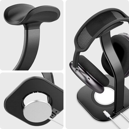 حامل سبايجن الفاخر من الألومنيوم مصمم لسماعات AirPods Max، وسماعات Sonos Ace، وBose، وBeats، وSony، وSennheiser [الشاحن غير متضمن] حامل سماعات رأس عالمي مزدوج - رمادي فضائي in Kuwait