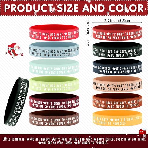 36 Pcs Motivational Wristbands Bulk Colored Inspirational Silicone Stretch Bracelets Mental Health Gift for Employee Coworker Team in Kuwait
