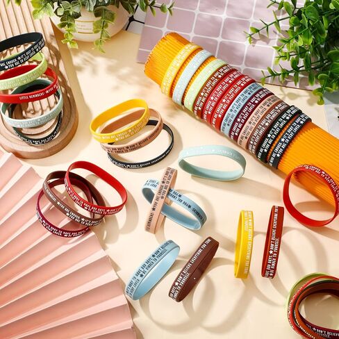 36 Pcs Motivational Wristbands Bulk Colored Inspirational Silicone Stretch Bracelets Mental Health Gift for Employee Coworker Team in Kuwait