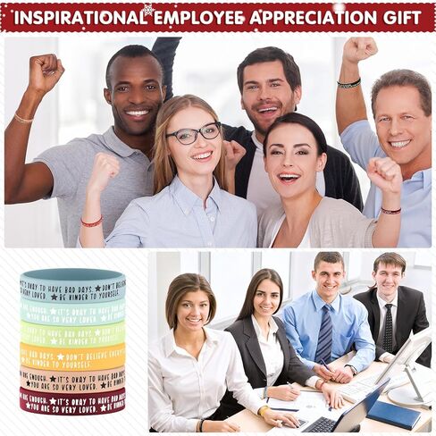36 Pcs Motivational Wristbands Bulk Colored Inspirational Silicone Stretch Bracelets Mental Health Gift for Employee Coworker Team in Kuwait