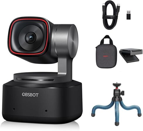 كاميرا ويب OBSBOT Tiny 2 تحكم صوتي 4K PTZ، تتبع AI متعدد الأوضاع والتركيز التلقائي، كاميرا ويب مع مستشعر 1/1.5 بوصة، التحكم بالإيماءات، 60 إطارًا في الثانية، تصحيح ضوء HDR، كاميرا ويب مع حامل ثلاثي القوائم صغير in Saudi Arabia