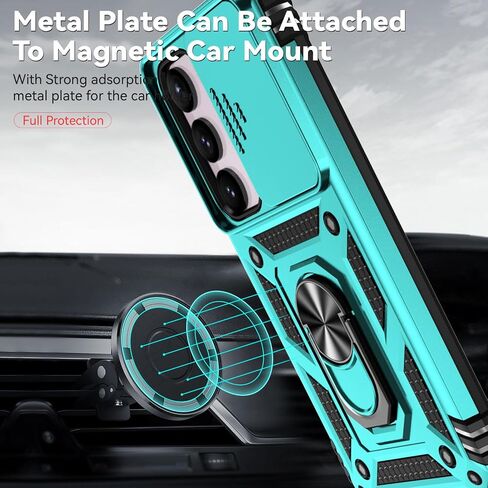 for Samsung Galaxy S23 Case with Slide Camera Cover HD Screen Protector [15ft Military Grade Drop Tested] Magnetic Ring Holder Kickstand Protective Phone Case for Galaxy S23 2023 (6.1 inch), Black in Saudi Arabia