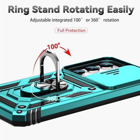 for Samsung Galaxy S23 Case with Slide Camera Cover HD Screen Protector [15ft Military Grade Drop Tested] Magnetic Ring Holder Kickstand Protective Phone Case for Galaxy S23 2023 (6.1 inch), Black in Saudi Arabia