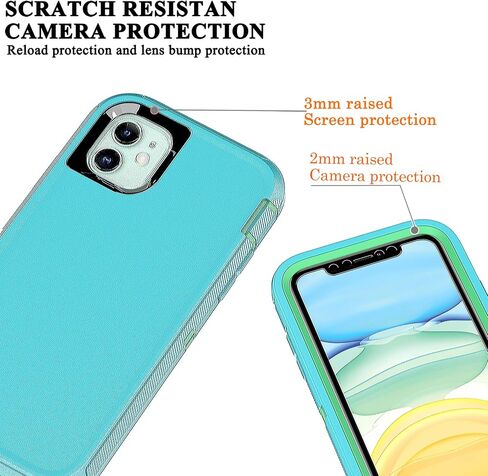 YmhxcY for iPhone 12 Case & iPhone 12 Pro Phone Case Shockproof Dropproof Dust-Proof Drop Proof 3-Layer Durable Phone Case Heavy Duty Protection Phone Case Cover for iPhone 12 6.1“Black and Grey in Saudi Arabia