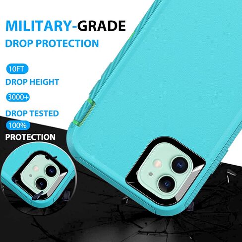 YmhxcY for iPhone 12 Case & iPhone 12 Pro Phone Case Shockproof Dropproof Dust-Proof Drop Proof 3-Layer Durable Phone Case Heavy Duty Protection Phone Case Cover for iPhone 12 6.1“Black and Grey in Saudi Arabia