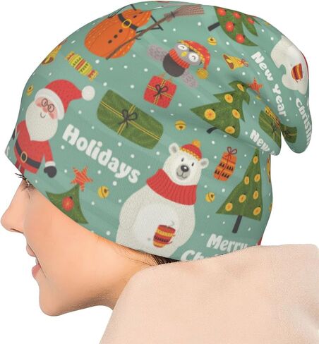 Christmas Beanie Chemo Hat Cancer Headwear Knitted Hats Baggy Slouchy Scarf Cap for Adults Women Men in Kuwait