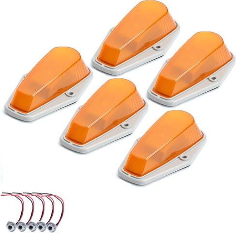 5pcs Cab Marker Roof Running Light Black Cover Lens With Amber LED Bulbs Compatible with 1973-1997 Ford F-150 F-250 F-350 F Series Pickup Super Duty Trucks in Kuwait
