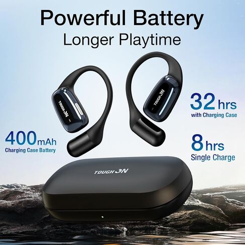 سماعات أذن مفتوحة، سماعات أذن OpenPro - سماعات أذن لاسلكية بلوتوث 5.4 مع خطافات للأذن، خفيفة الوزن وناعمة، وقت تشغيل 32 ساعة، مكالمات واضحة بميكروفون مزدوج، مقاومة للعرق IPX5 للجري وتمارين المشي in Saudi Arabia