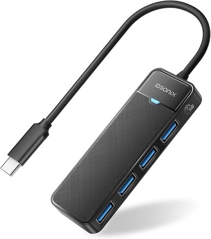 4-Port USB Hub, iDsonix USB 3.0 Hub 5Gbps USB Splitter for Laptop with 3.2ft/1m Long Cable, Multi USB Port Expander for MacBook, Windows/Mac OS, Linux, Flash Drive, HDD Black in Kuwait