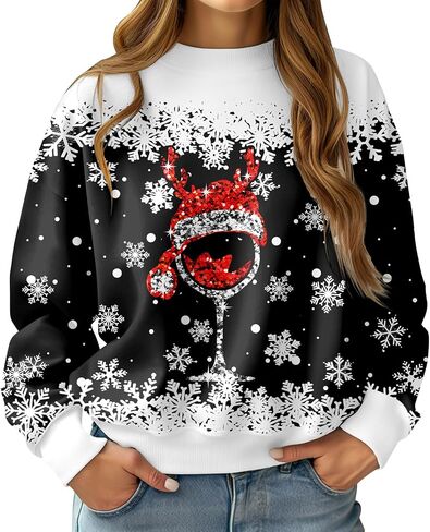 Women Ugly Christmas Sweatshirt Long Sleeve Shirts O-neck Pullover in Saudi Arabia