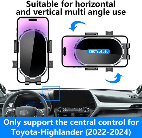 Car Phone Holder for Toyota Highlander 2020-2024，Highlander Hybrid 2020-2024 【Not fit Grand Highlander】Auto Accessories Navigation Bracket Interior Decoration Cell Mobile Mount Holders case Accessory in Kuwait