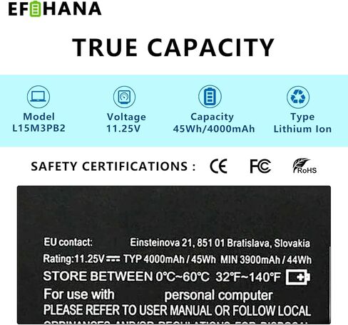 استبدال بطارية الكمبيوتر المحمول L15M3PB2 لجهاز Winbook N22 N23 100E Winbook 1st Gen Series Notebook 5B10K90780 L15C3PB0 5B10K90783 11.25V 45Wh 4000mAh in Kuwait