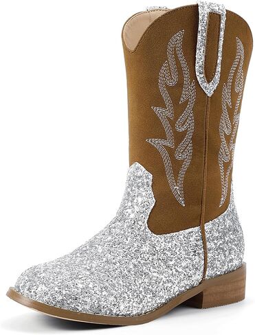 Hehainom Girls Cowgirl Boots for Toddler Cowgirl Booties Little Big Kids Western Mid Calf Riding Shoes Boys Cowboy Boots in Kuwait