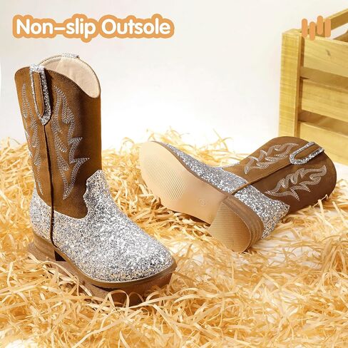 Hehainom Girls Cowgirl Boots for Toddler Cowgirl Booties Little Big Kids Western Mid Calf Riding Shoes Boys Cowboy Boots in Kuwait