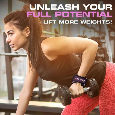 Lifting Straps Women, Weightlifting Wrist Straps with Cushion Wrist Loop, Double Layer Leather, and Storage Pouch, Women Gym Hand Grips for Deadlift, Powerlifting, Rows, Pull Ups, Bodybuilding in Saudi Arabia