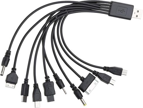 10 في 1 USB شاحن متعدد كابلات USB للهواتف المحمولة سلك شحن USB عالمي USB إلى متعدد التوصيل كابل شاحن الهاتف الخليوي 10 في 1 كابل USB للهواتف الذكية كابل شاحن 20 سم / 7.87 بوصة in Saudi Arabia