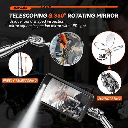 Telescoping Magnetic Pickup Tool Set with Portable Bag, Extendable Flashlight with 360° Inspection Mirror, Christmas Gifts Stocking Stuffers for Men, Mechanics, and Handymen, Blue in Kuwait
