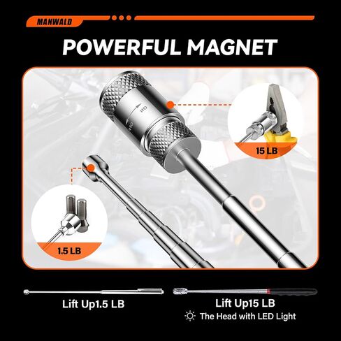 Telescoping Magnetic Pickup Tool Set with Portable Bag, Extendable Flashlight with 360° Inspection Mirror, Christmas Gifts Stocking Stuffers for Men, Mechanics, and Handymen, Blue in Kuwait