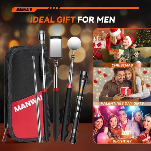 Telescoping Magnetic Pickup Tool Set with Portable Bag, Extendable Flashlight with 360° Inspection Mirror, Christmas Gifts Stocking Stuffers for Men, Mechanics, and Handymen, Blue in Kuwait