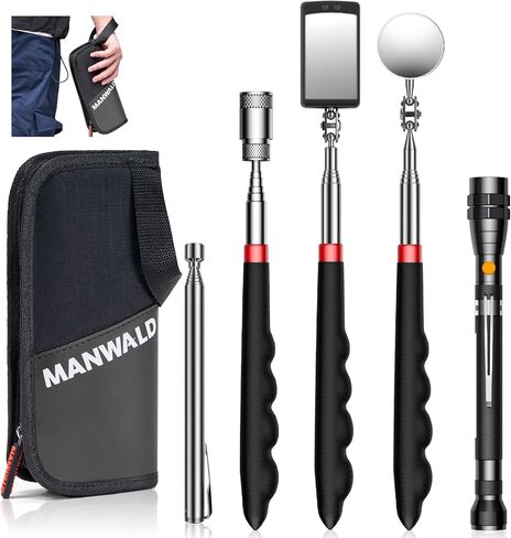 Telescoping Magnetic Pickup Tool Set with Portable Bag, Extendable Flashlight with 360° Inspection Mirror, Christmas Gifts Stocking Stuffers for Men, Mechanics, and Handymen, Blue in Kuwait