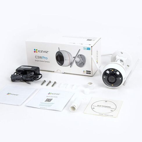 كاميرا أمان EZVIZ WiFi خارجية IP67 مقاومة للماء، 1080 بكسل مع رؤية ليلية ملونة، اكتشاف الأشخاص بالذكاء الاصطناعي، محادثة ثنائية الاتجاه، تنبيهات الحركة، ضغط فيديو H.265 | سي 3 دبليو برو in Kuwait