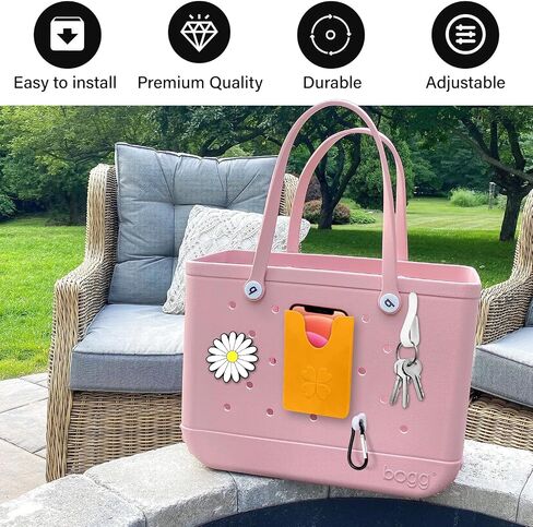 Complete Bogg Bag Accessories Set - Silicone Phone Holder, Dual Key Holder Inserts, and Trendy Bag Charm (Yellow) in Saudi Arabia