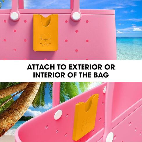 Complete Bogg Bag Accessories Set - Silicone Phone Holder, Dual Key Holder Inserts, and Trendy Bag Charm (Yellow) in Saudi Arabia